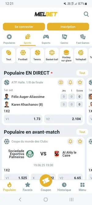 Comment parier dans l'application Melbet apk cm
